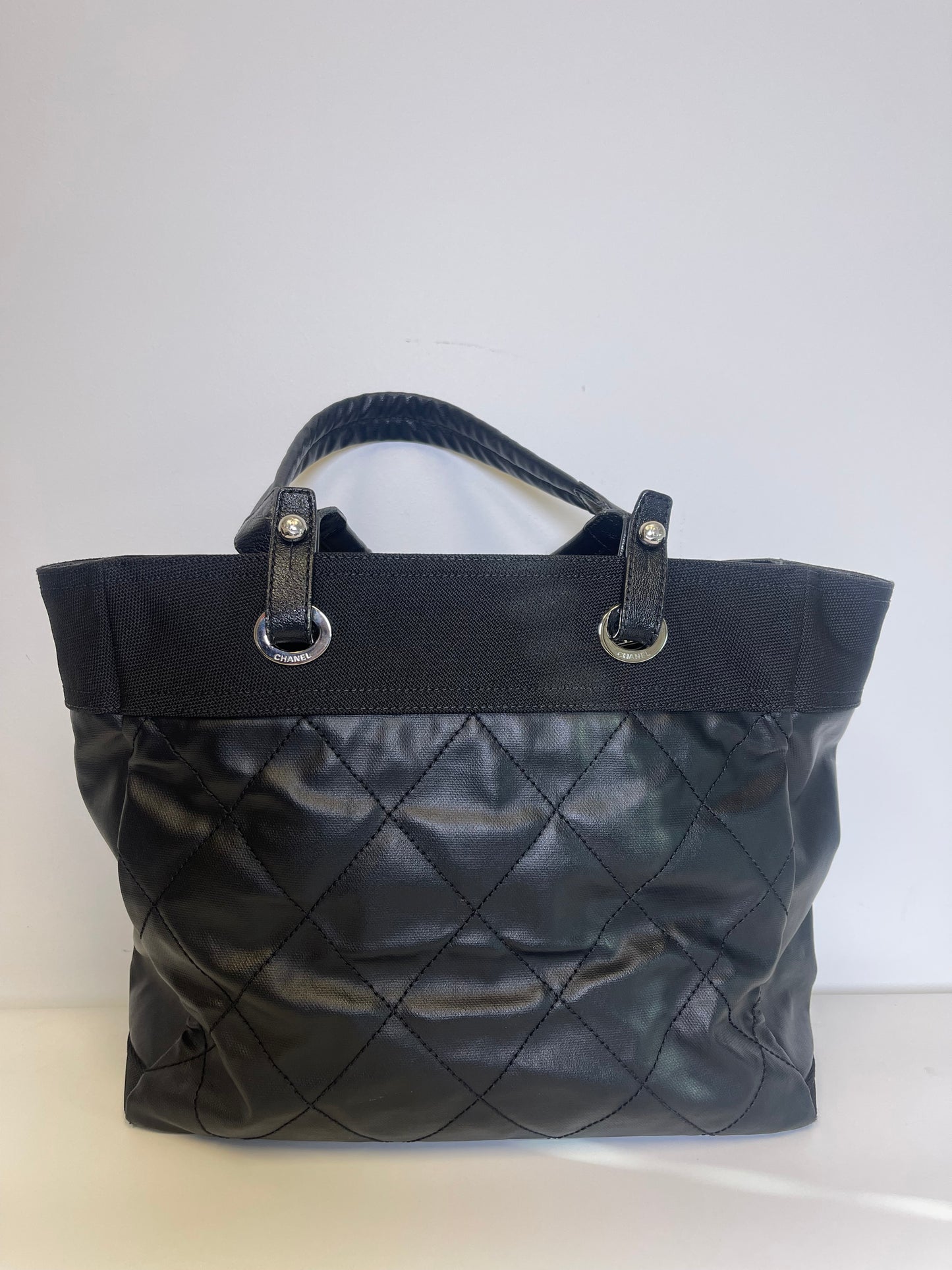 VINTAGE CHANEL COATED CANVAS TOTE