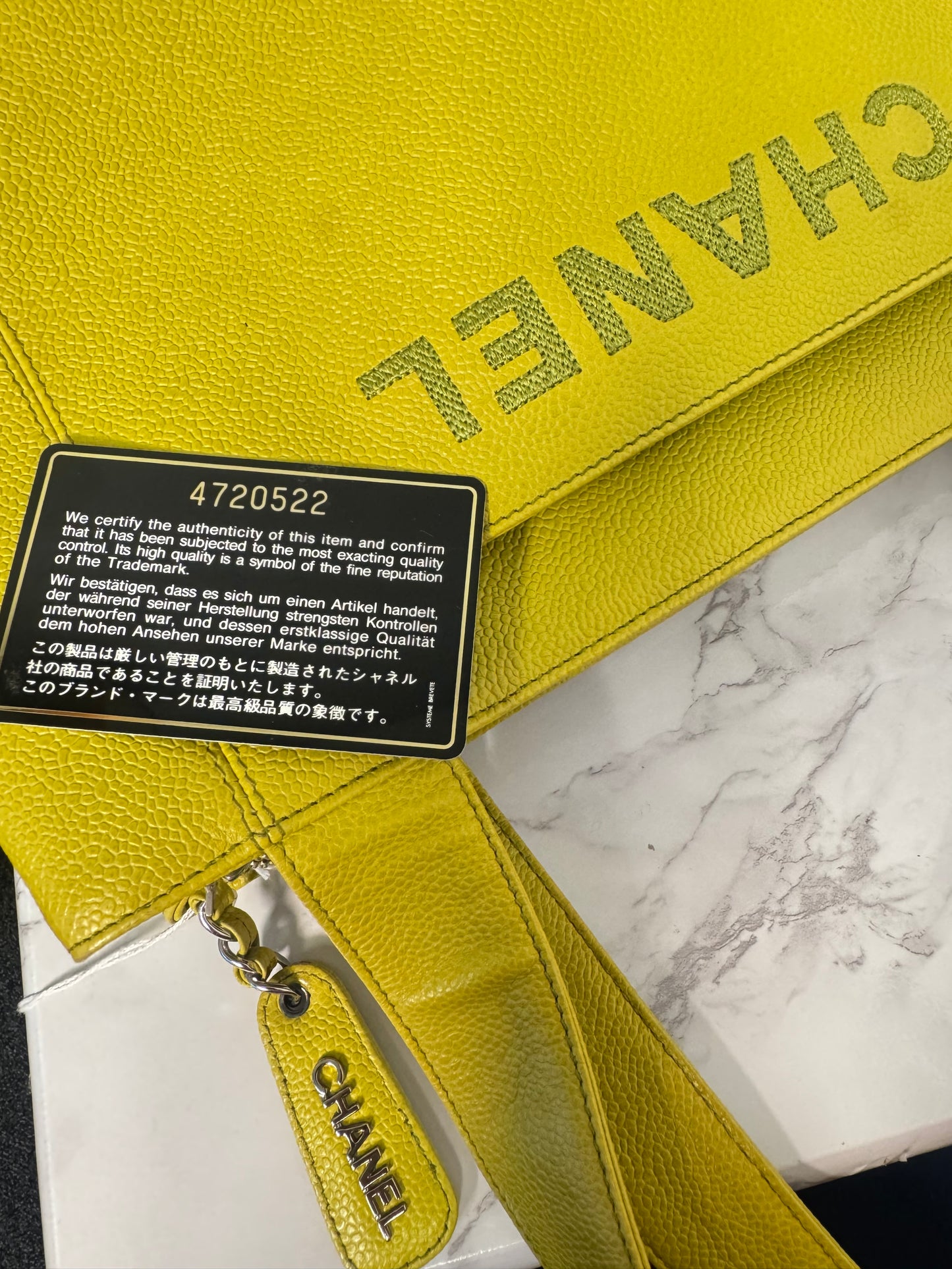 CHANEL LIME GREEN TOTE CAVIAR