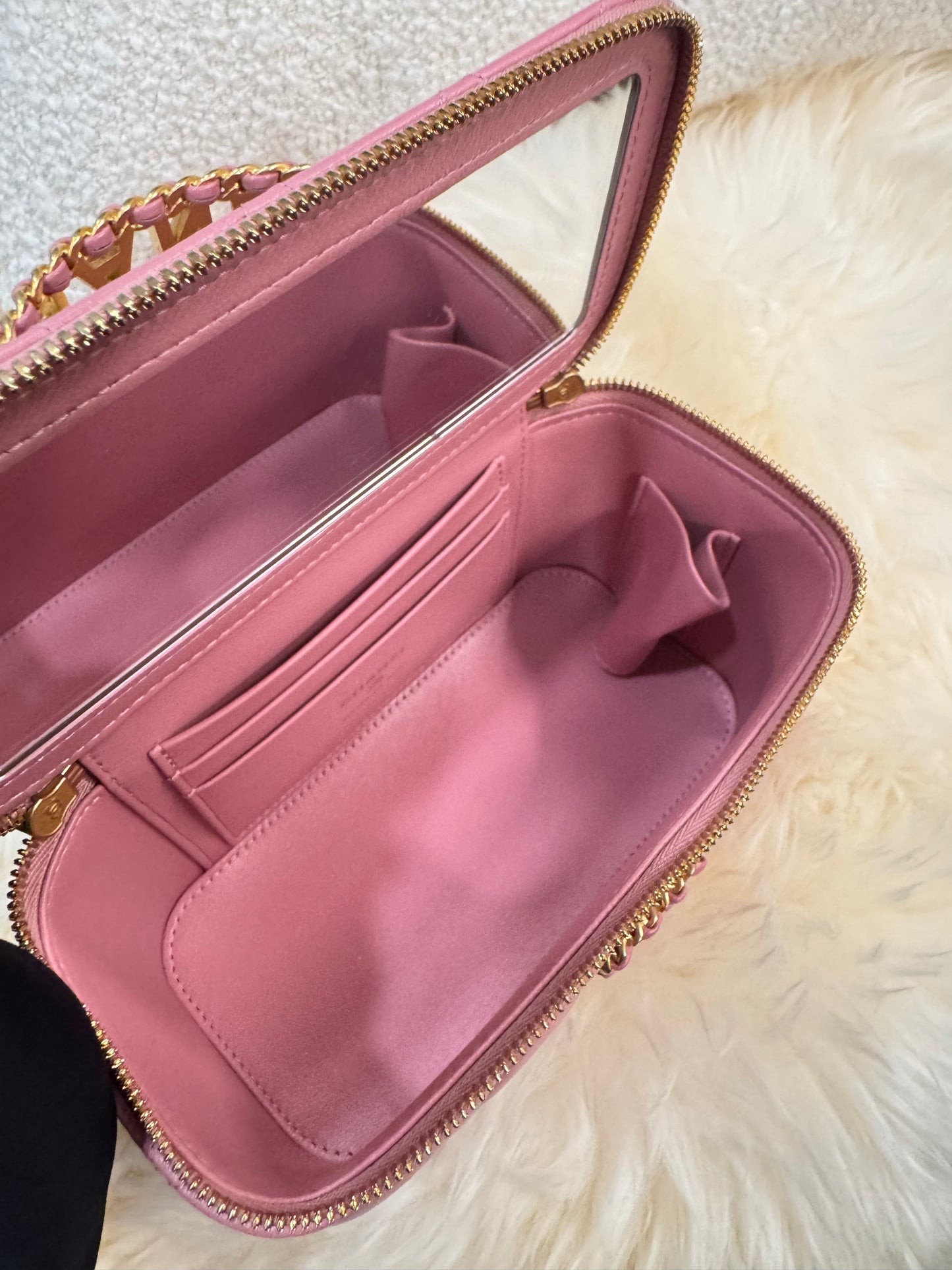 Chanel Vanity Box Pink Gold Top Handle