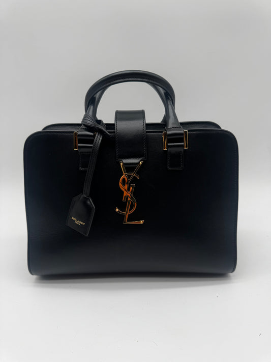 BLACK YSL SATCHEL BAG WITH CROSSBODY STRAP