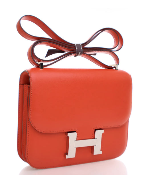 HERMES ROUGE TOMATE SWIFT MINI CONSTANCE 18