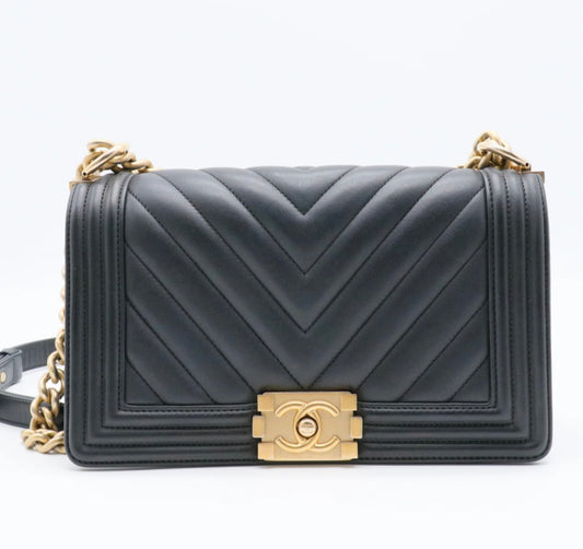 MEDIUM CHANEL BLACK LAMBSKIN BOY BAG