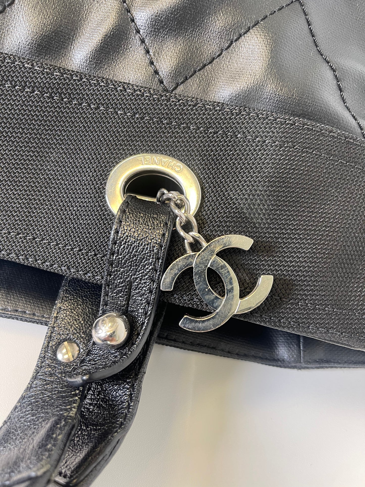 VINTAGE CHANEL COATED CANVAS TOTE