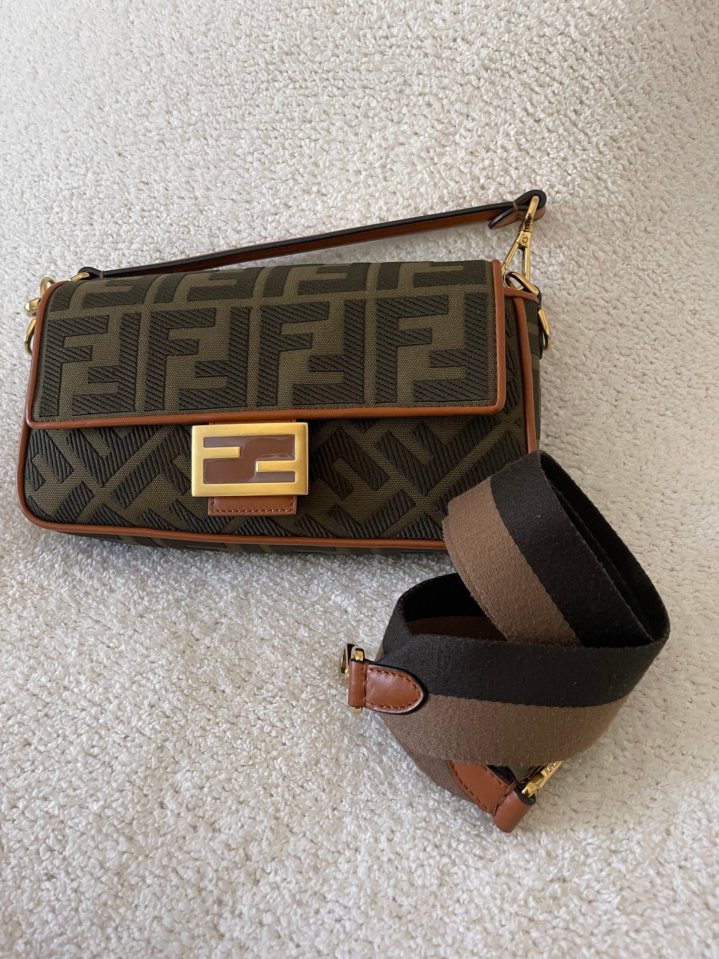 FENDI ZUCCA GREEN BAGUETTE