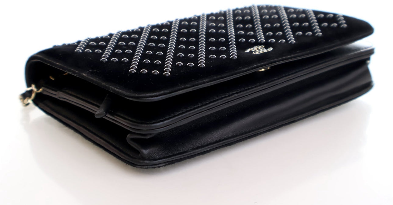 CHANEL VELVET EMBELLISHED WOC BLACK