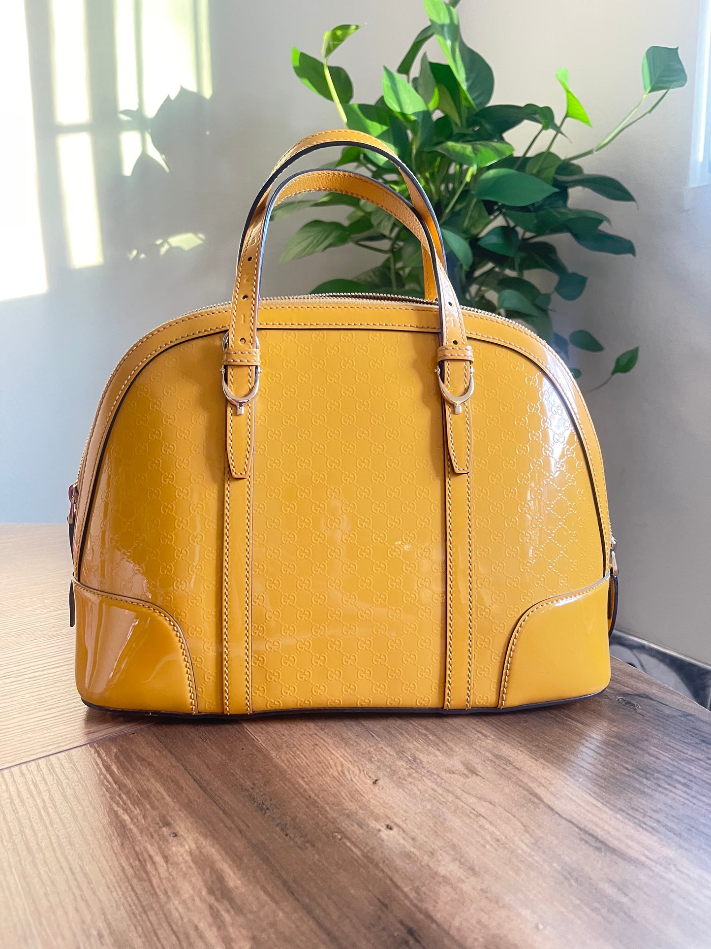 GUCCI PATENT YELLOW CROSSBODY