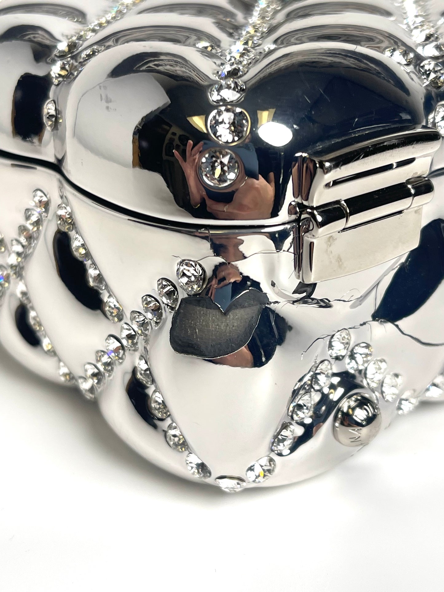 DOLCE & GABBANA DOLCE BOX RHINESTONES SILVER TOP HANDLE