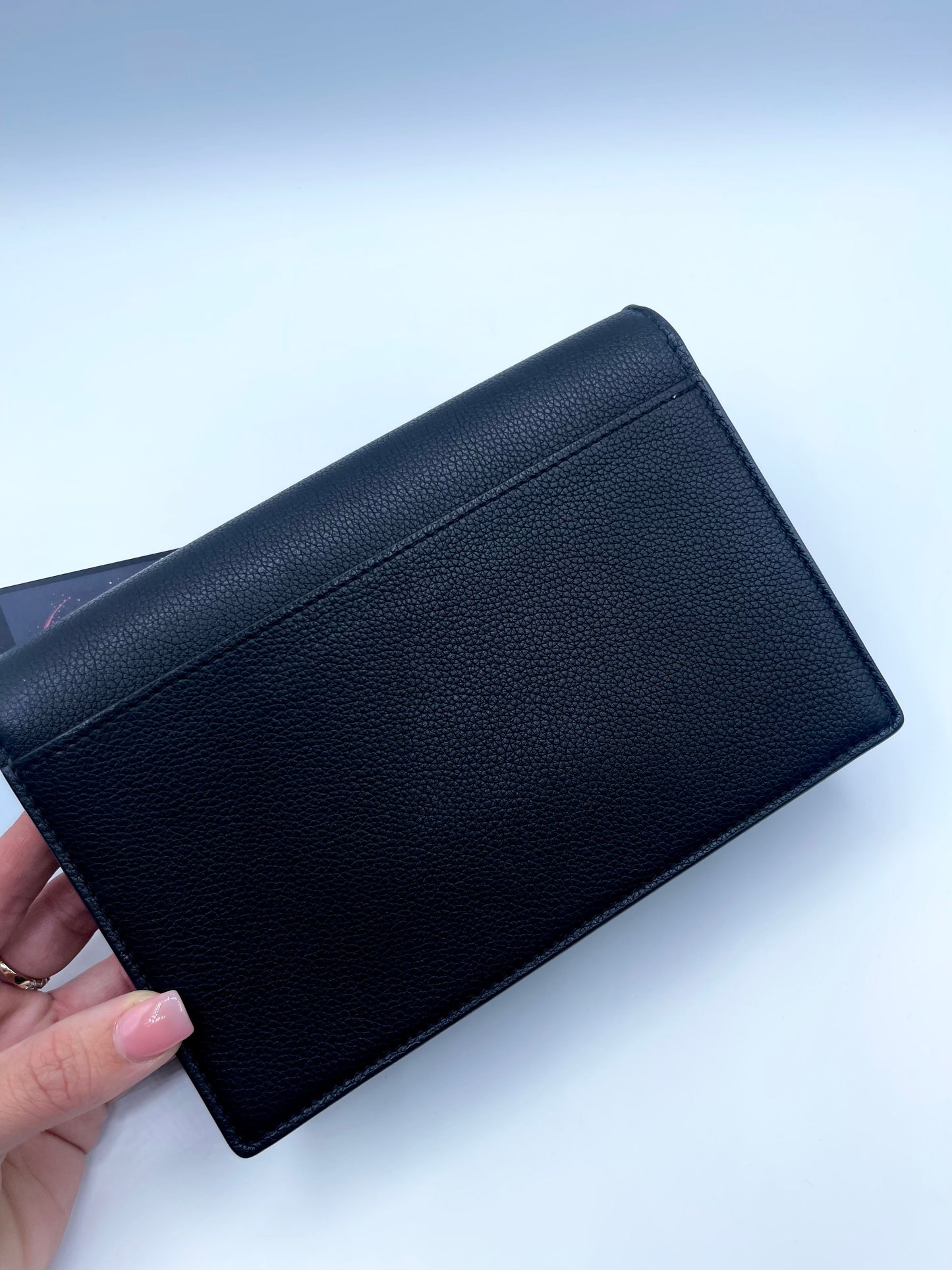 LOUIS VUITTON CALFSKIN LOCKME CHAIN POCHETTE BLACK