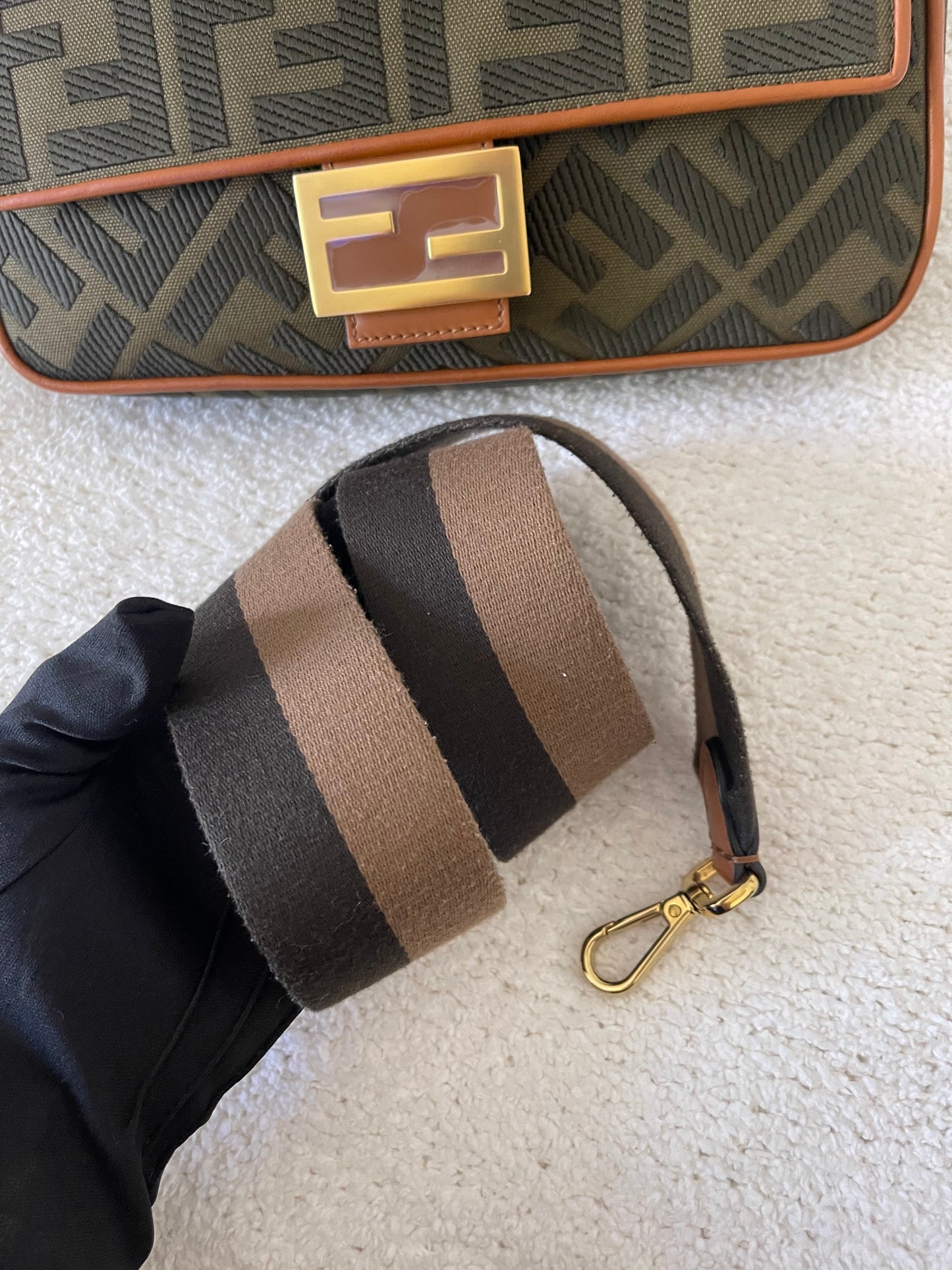 FENDI ZUCCA GREEN BAGUETTE