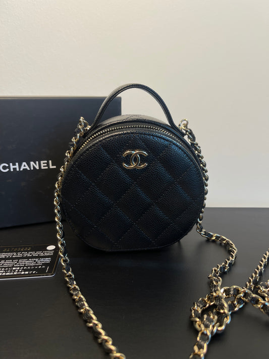 CHANEL BLACK CAVIAR ROUND CROSSBODY