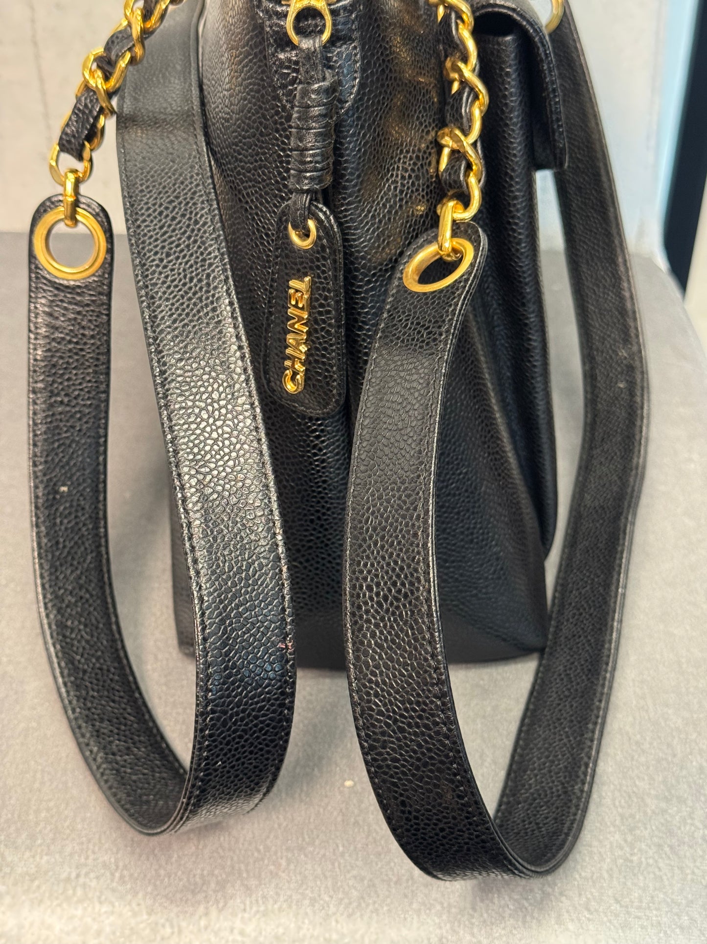 CHANEL CAVIAR BLACK TOTE GOLD HARDWARE