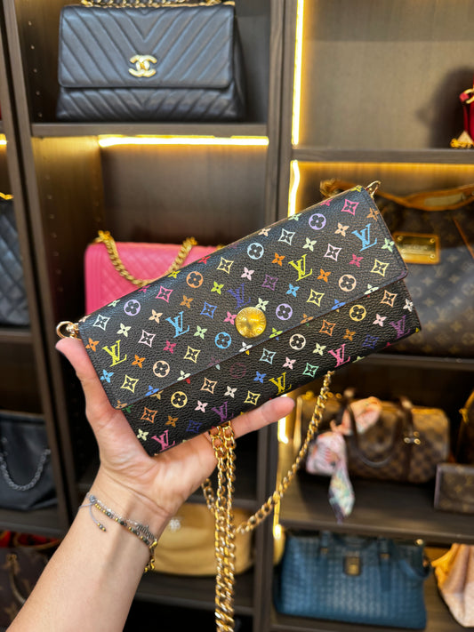 LOUIS VUITTON MURIKAMI WALLET BLACK MULTICOLOR