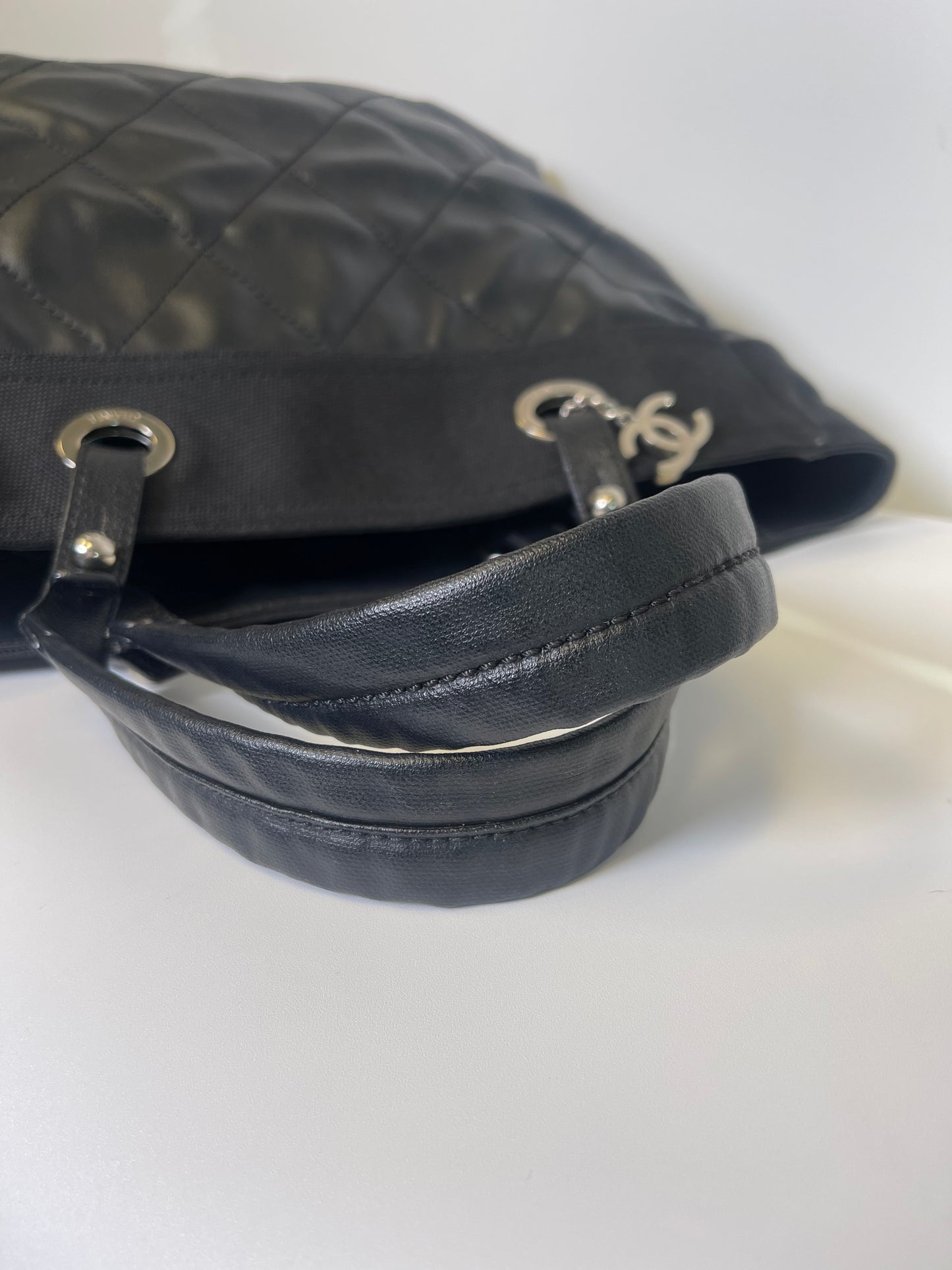 VINTAGE CHANEL COATED CANVAS TOTE