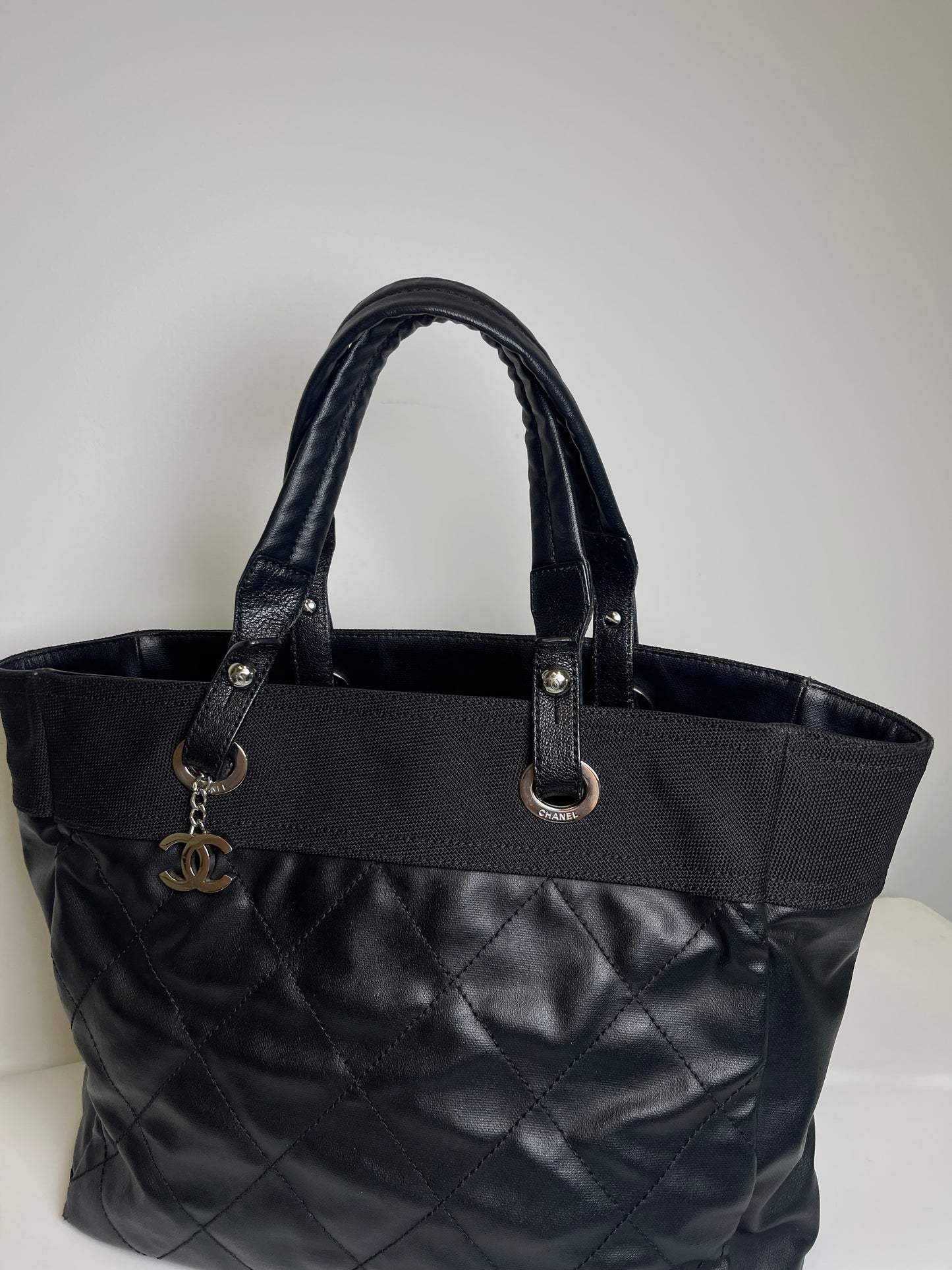 VINTAGE CHANEL COATED CANVAS TOTE