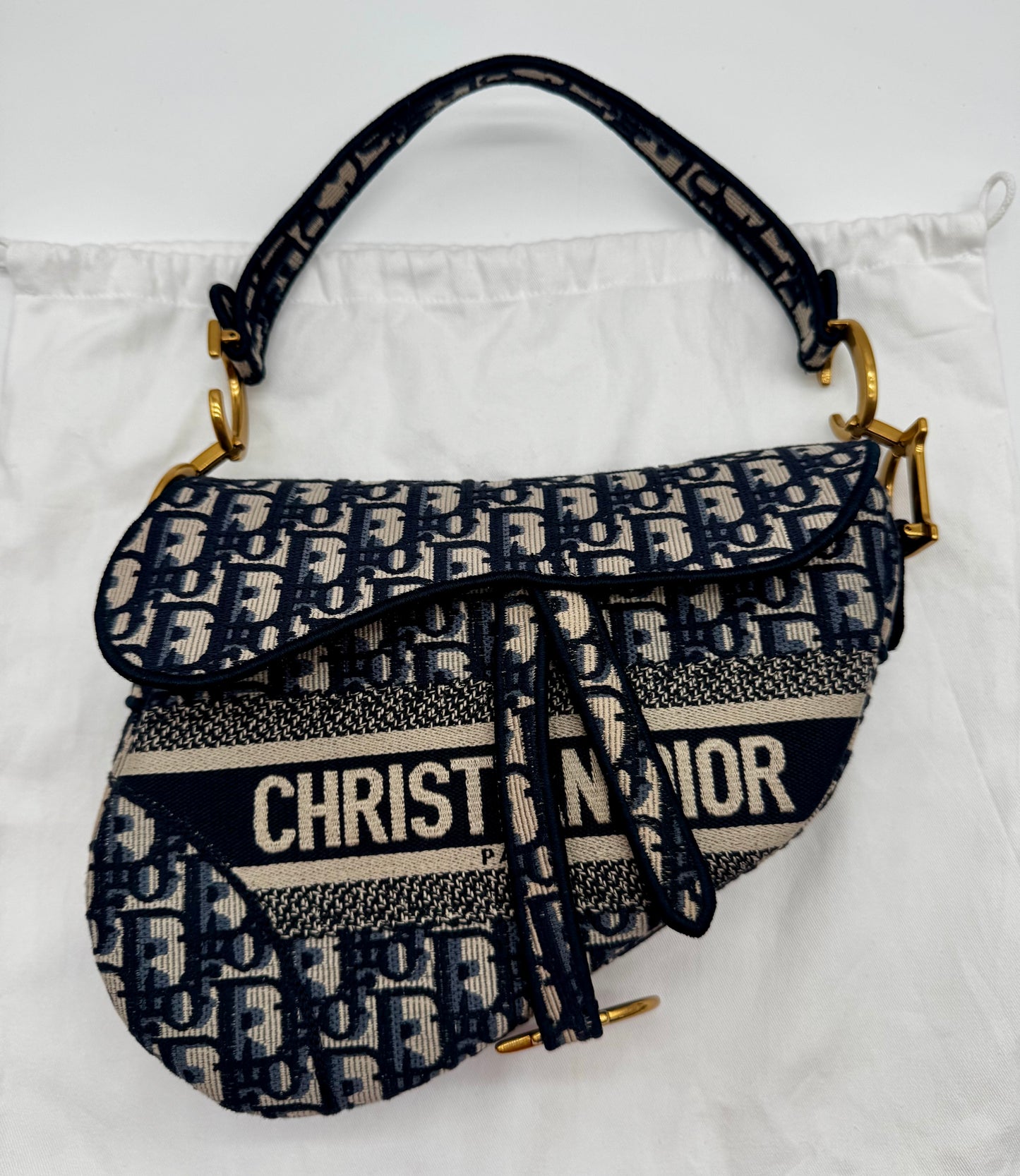 CHRISTIAN DIOR SADDLE BAG BLUE OBLIQUE SIZE LARGE