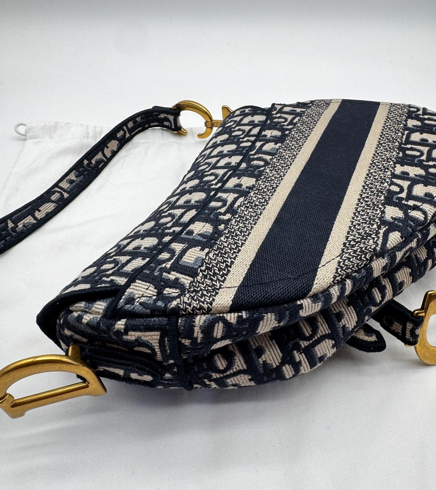 CHRISTIAN DIOR SADDLE BAG BLUE OBLIQUE SIZE LARGE