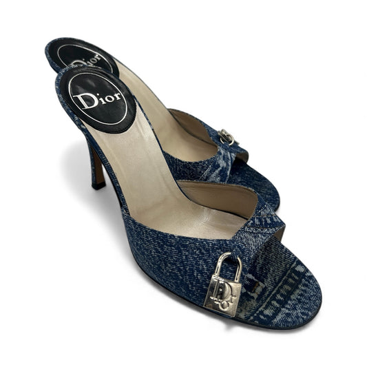 CHRISTIAN DIOR DENIM MULES SIZE 40 WITH LOCK & KEY