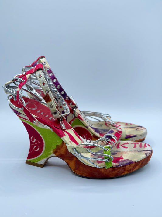 2003 VINTAGE CHRISTIAN DIOR WEDGES by John Galliano SIZE 9