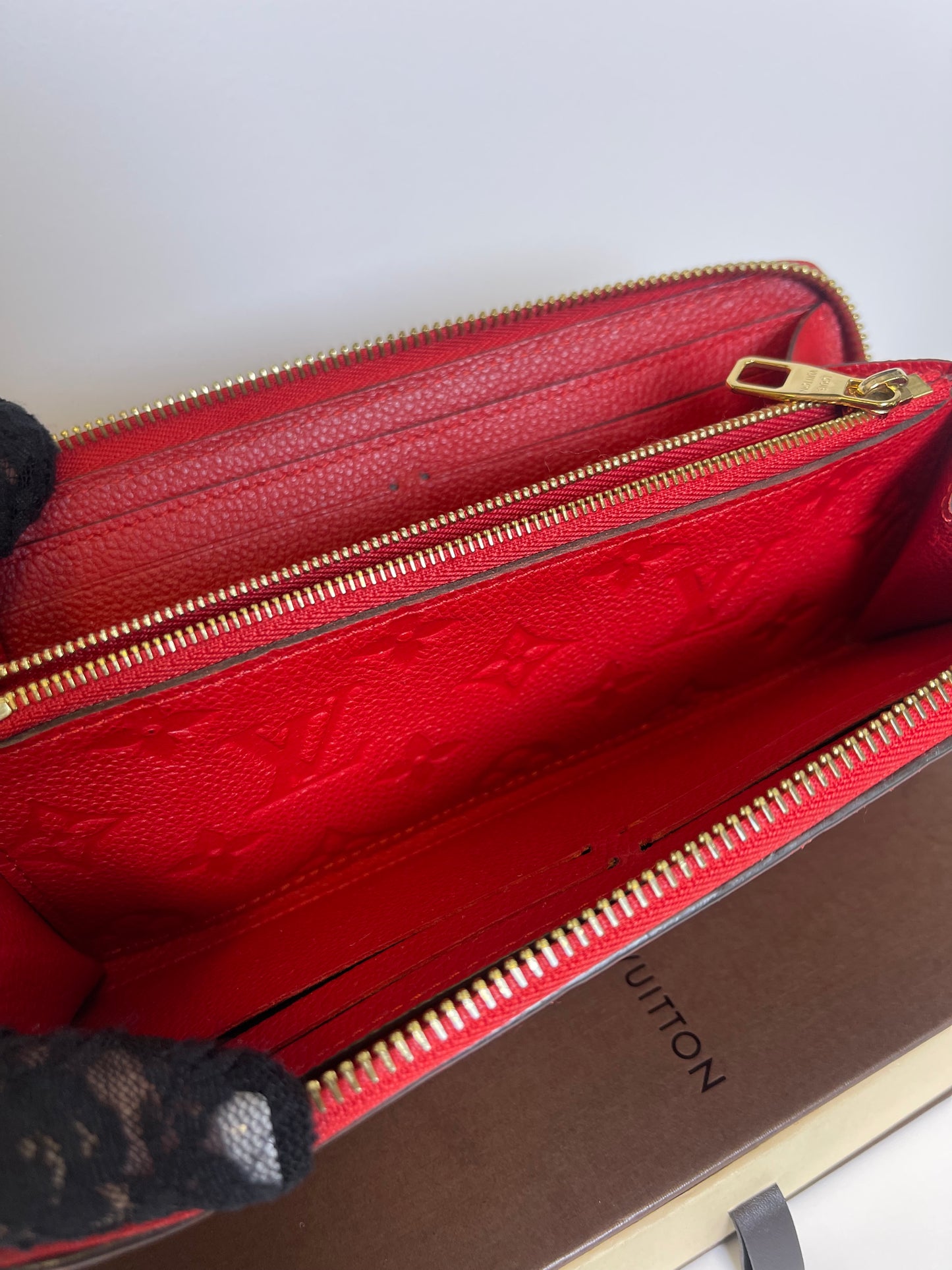 Louis Vuitton Red monogram Empriente Leather Long Wallet ￼