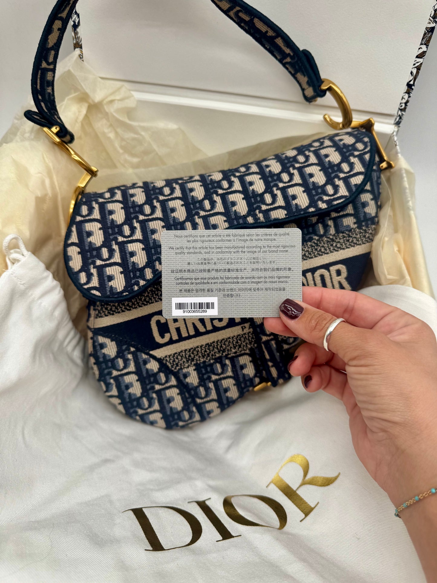CHRISTIAN DIOR SADDLE BAG BLUE OBLIQUE SIZE LARGE