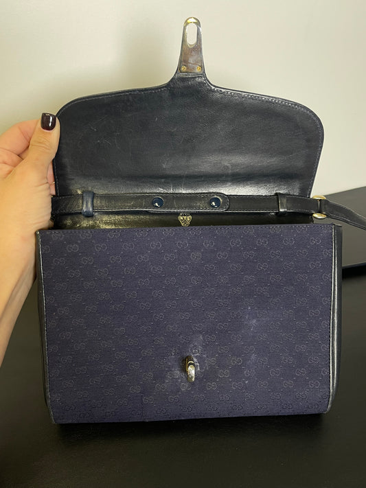 VINTAGE BLUE CANVAS GUCCI CROSSBODY