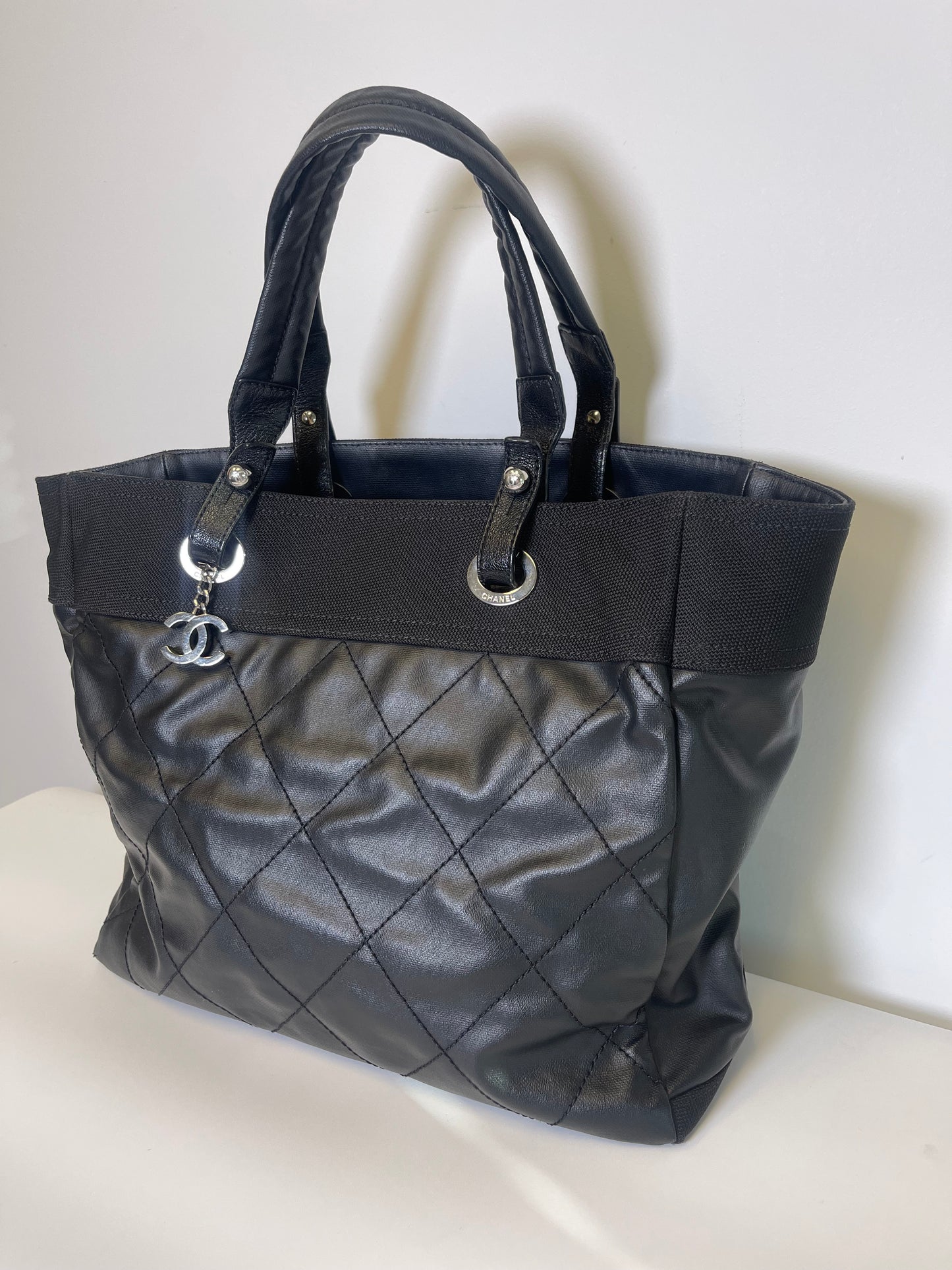 VINTAGE CHANEL COATED CANVAS TOTE