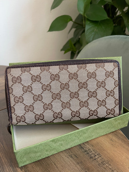 BROWN GUCCI ZIPPY WALLET