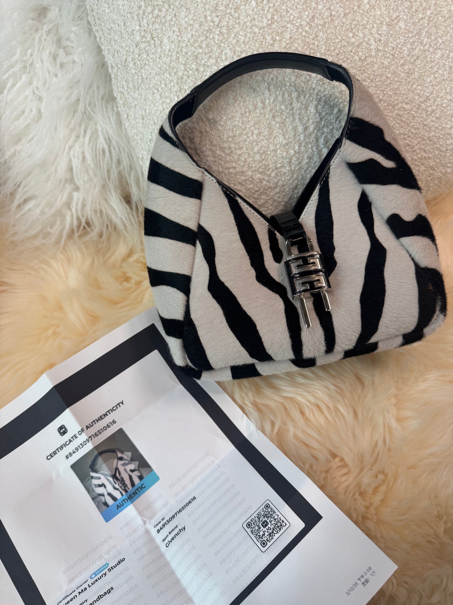 GIVENCHY SPECIAL EDITION ZEBRA PRINT TOP HANDLE BAG