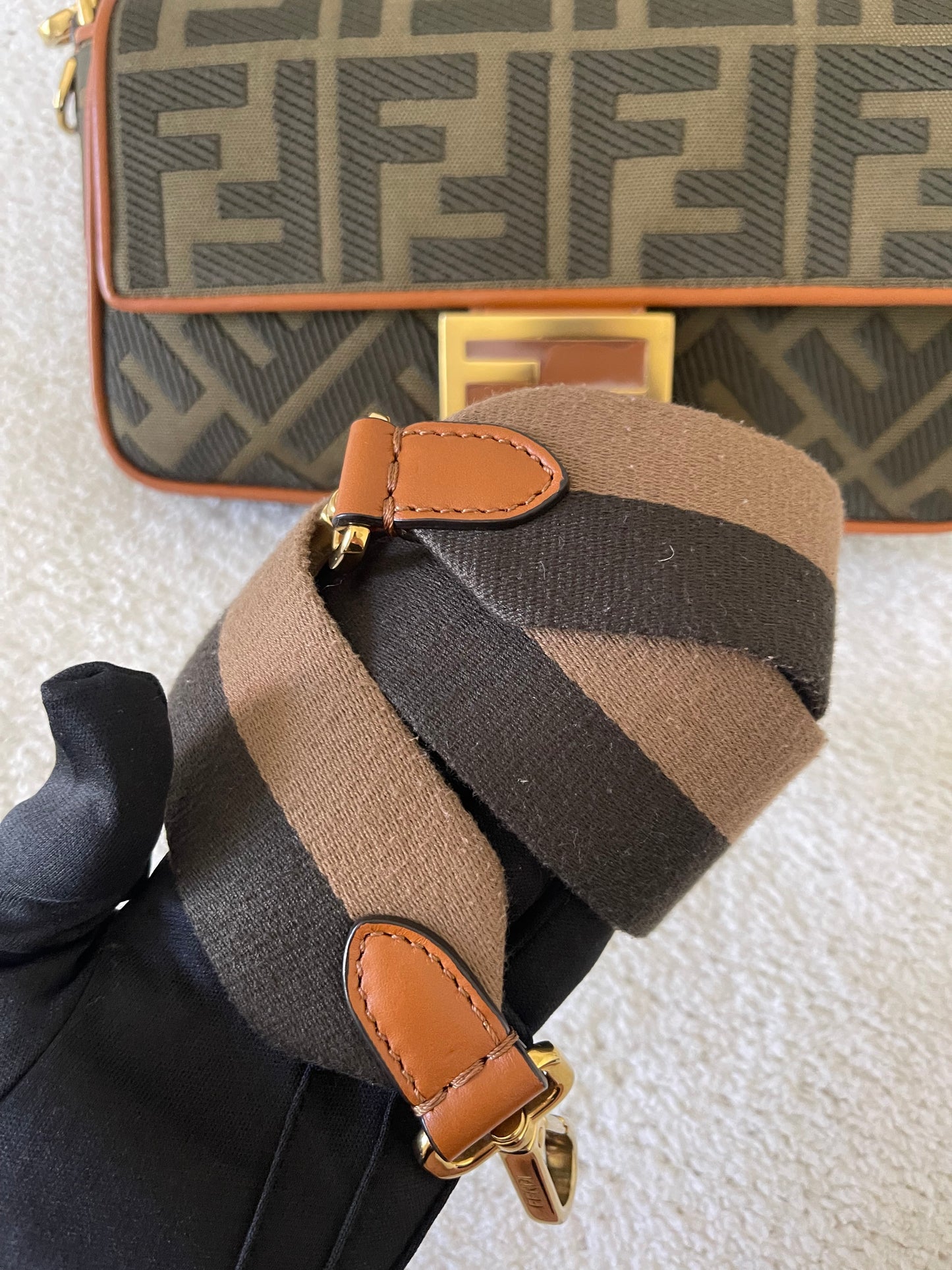 FENDI ZUCCA GREEN BAGUETTE