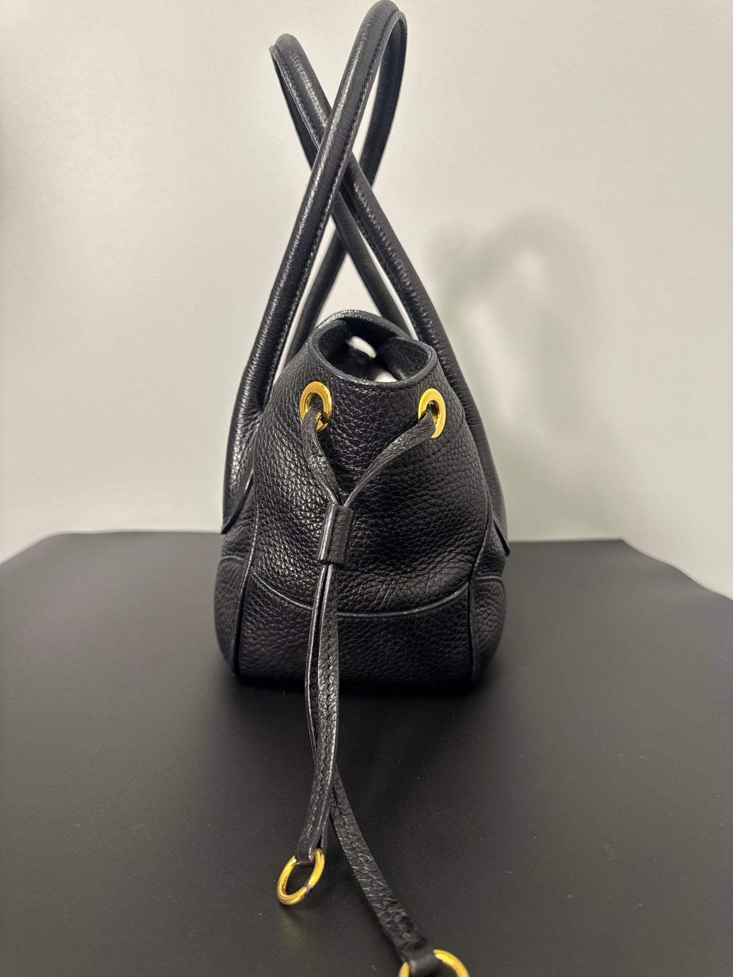 BLACK PRADA SHOULDER BAG GOLD HARDWARE