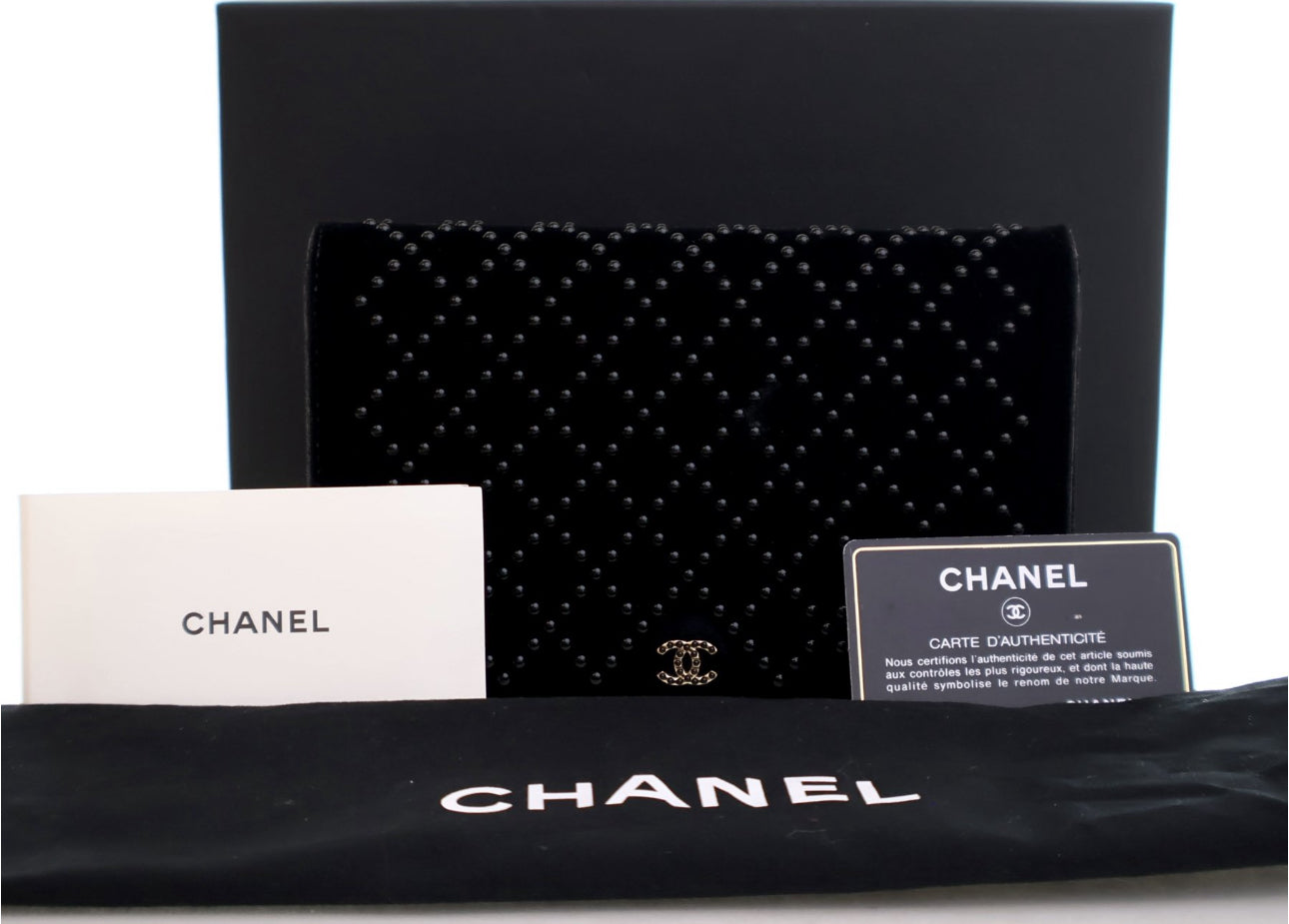 CHANEL VELVET EMBELLISHED WOC BLACK