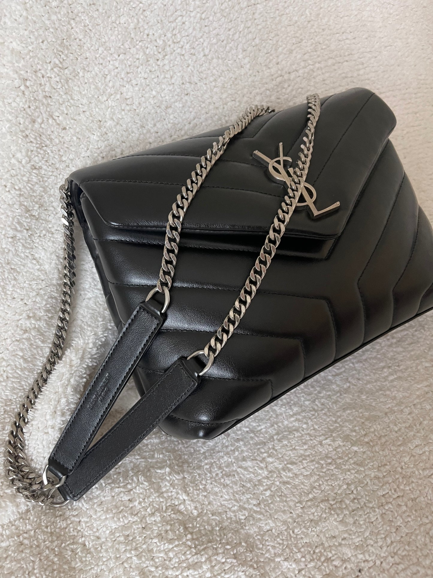 BLACK YSL LOU LOU BAG SILVER HARDWARE