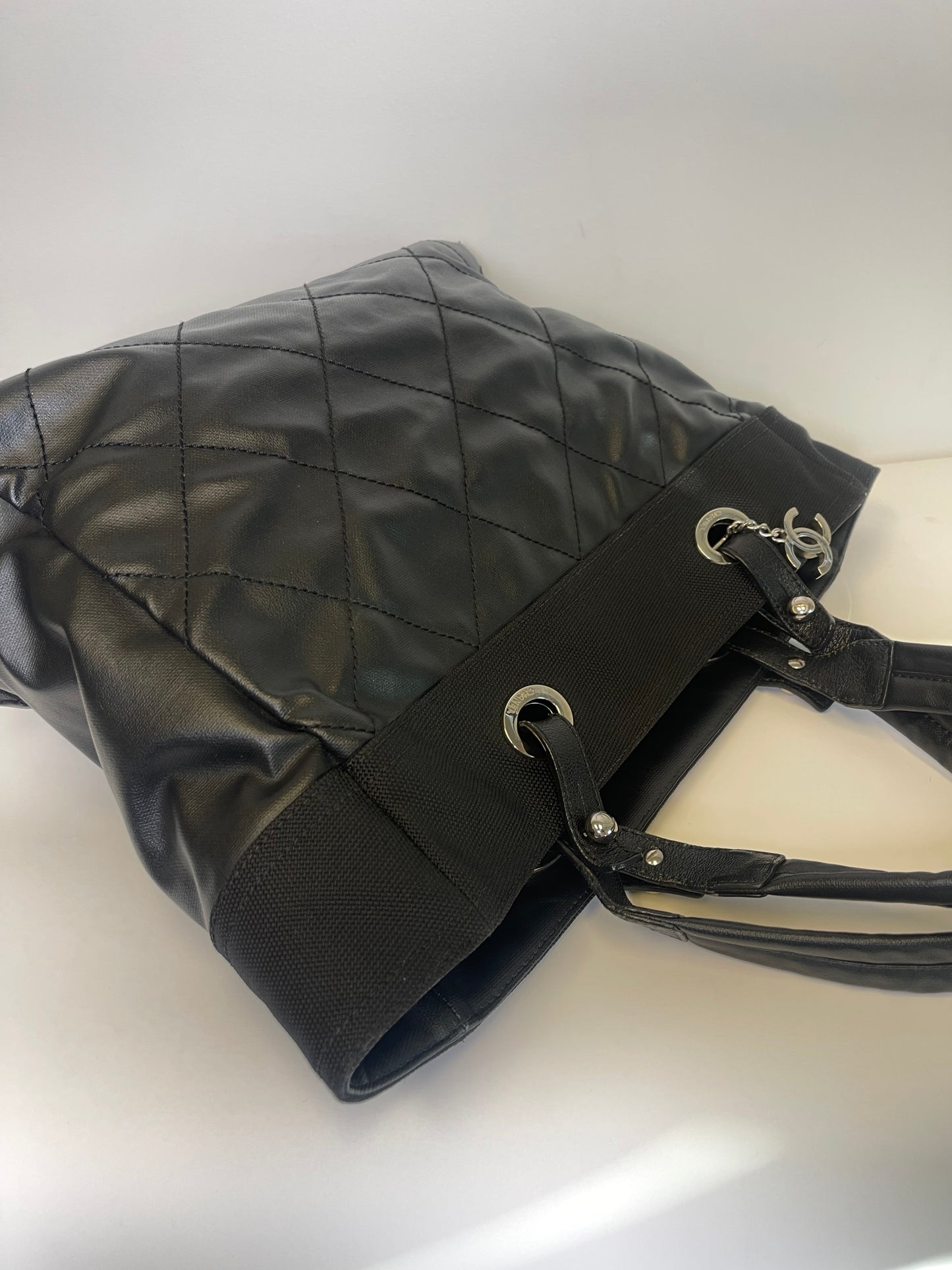 VINTAGE CHANEL COATED CANVAS TOTE