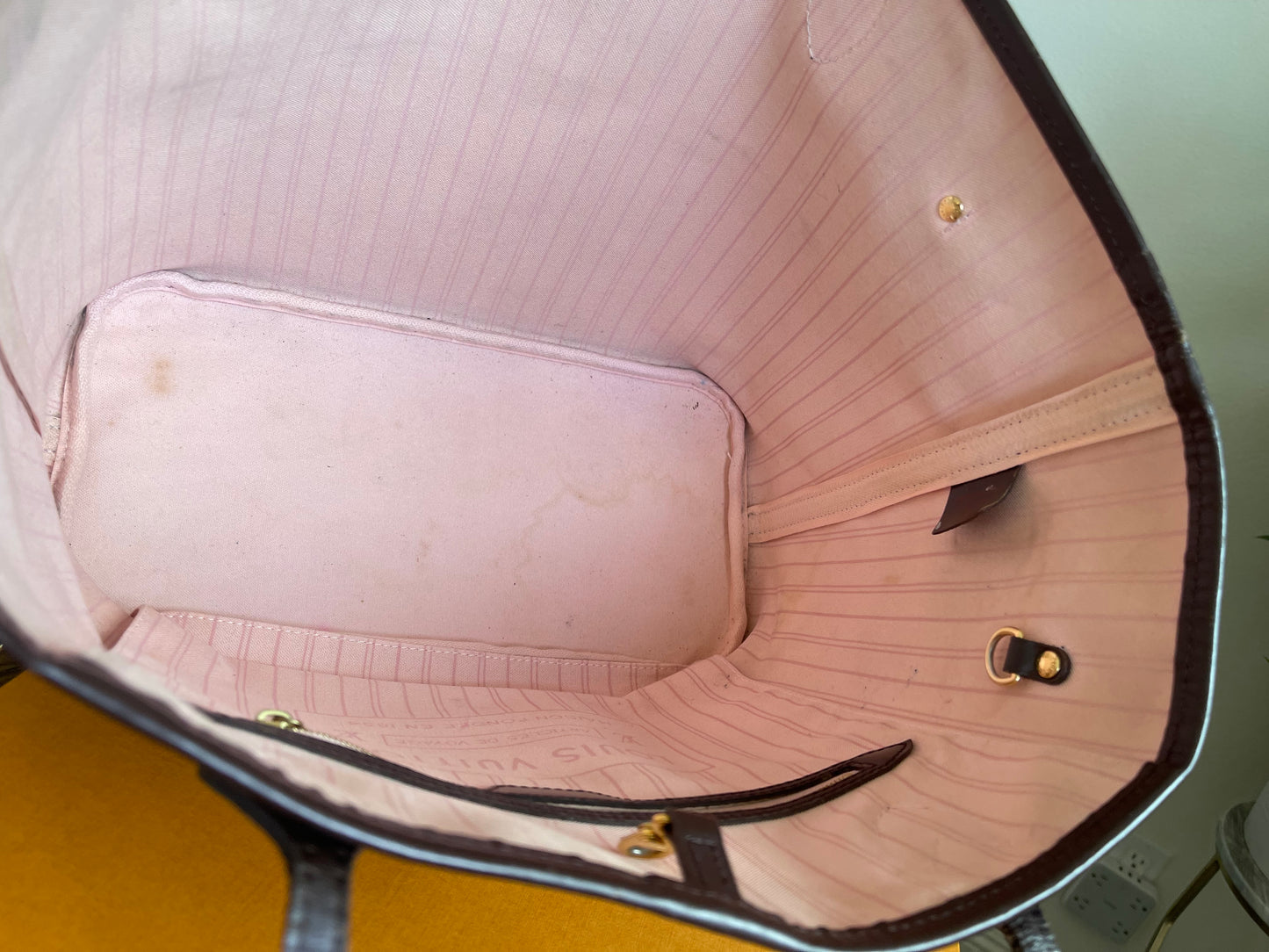 LV DAMIER EBENE PINK INTERIOR WITHOUT POUCH PRE-OWED