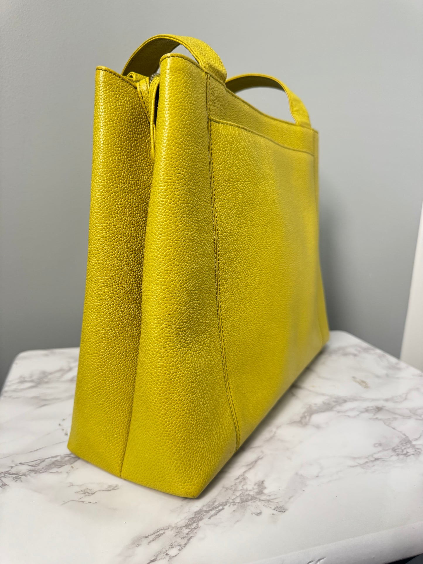 CHANEL LIME GREEN TOTE CAVIAR