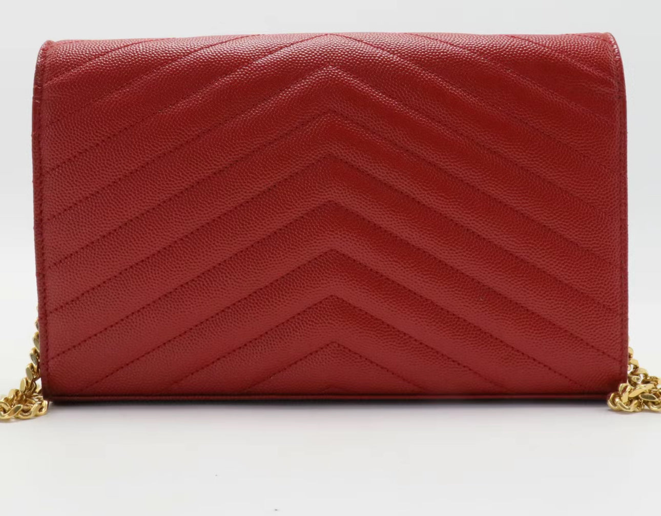 YSL ENVELOPE CROSSBODY RED WITH GOLD CHAIN
