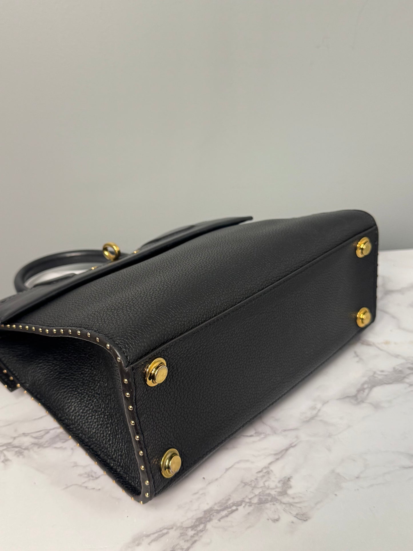 LOUIS VUITTON BLACK STEAMER WITH GOLD CHAIN