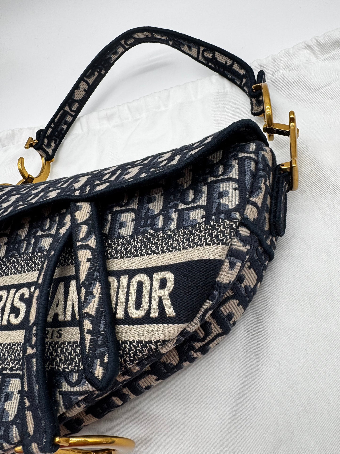 CHRISTIAN DIOR SADDLE BAG BLUE OBLIQUE SIZE LARGE