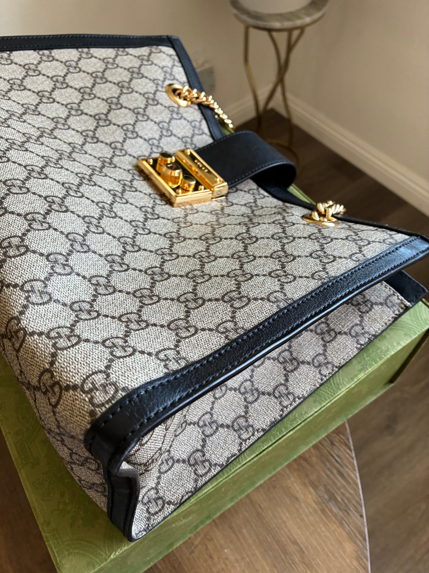 BLACK GUCCI PADLOCK TOTE