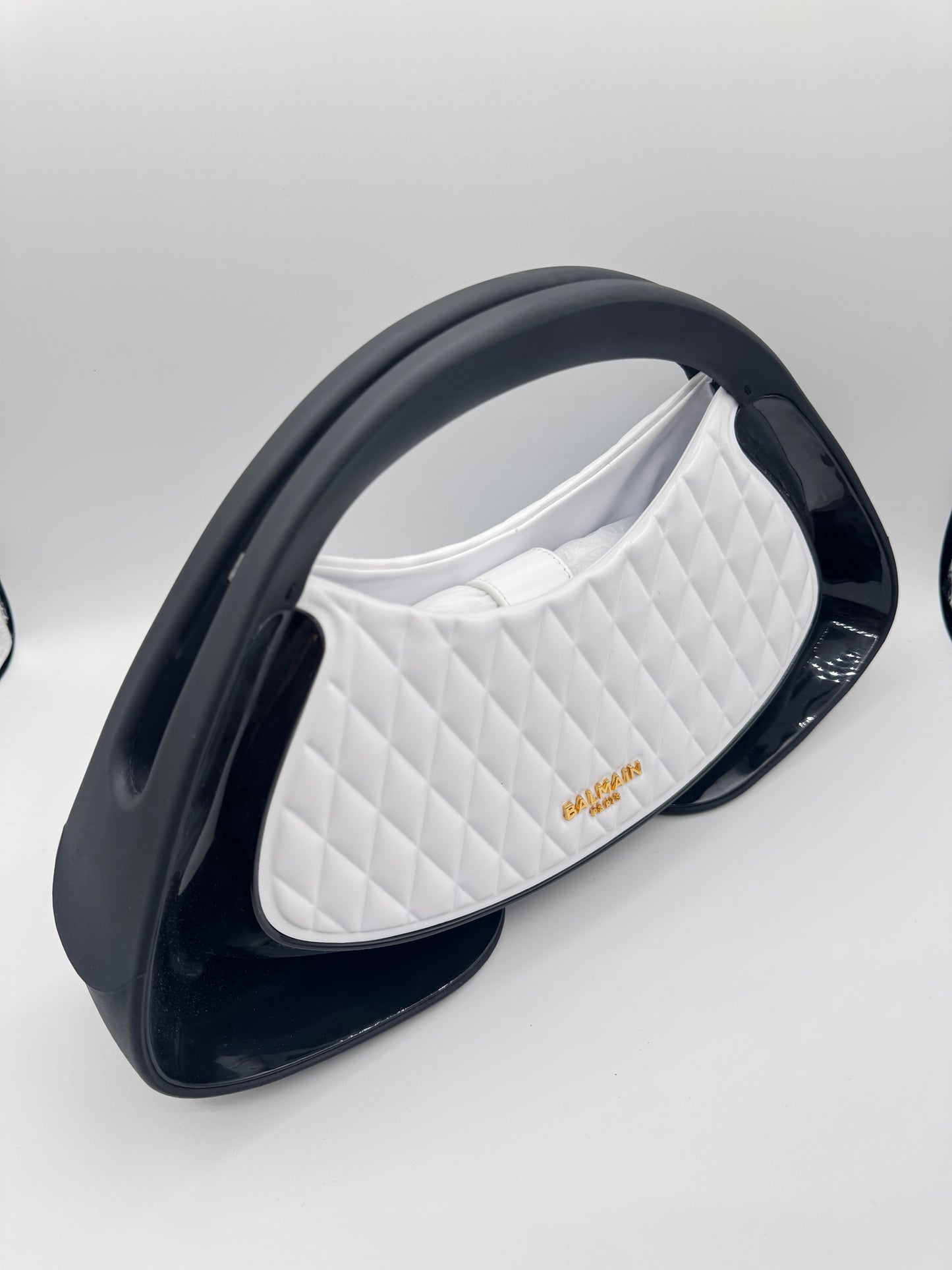 BALMAIN JOLIE SMALL MADAME QUILTED TOP HANDLE BAG