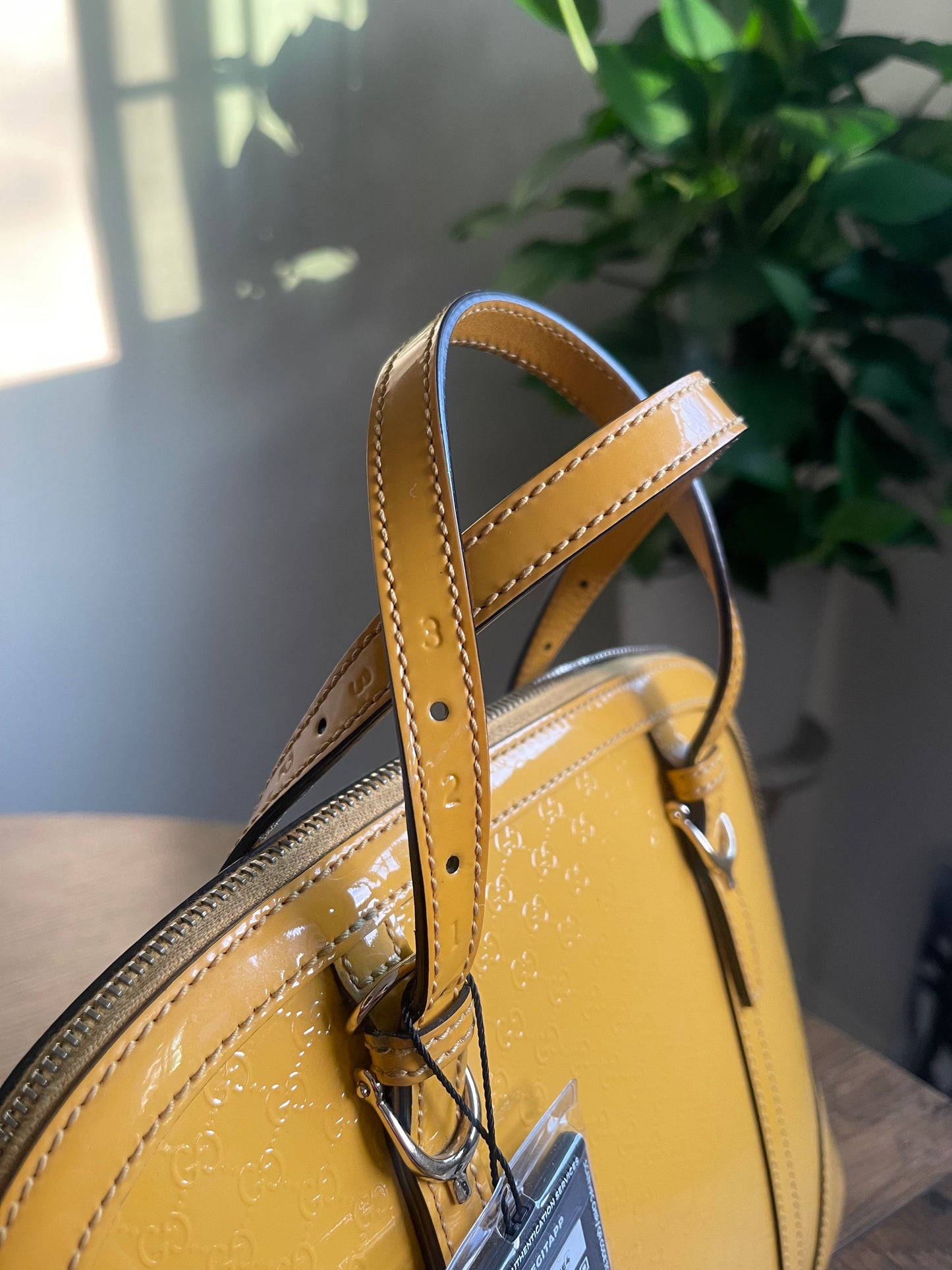 GUCCI PATENT YELLOW CROSSBODY