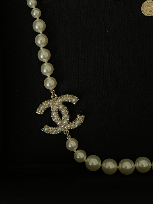 Pearl CC 100th Anniversary Necklace Light Gold