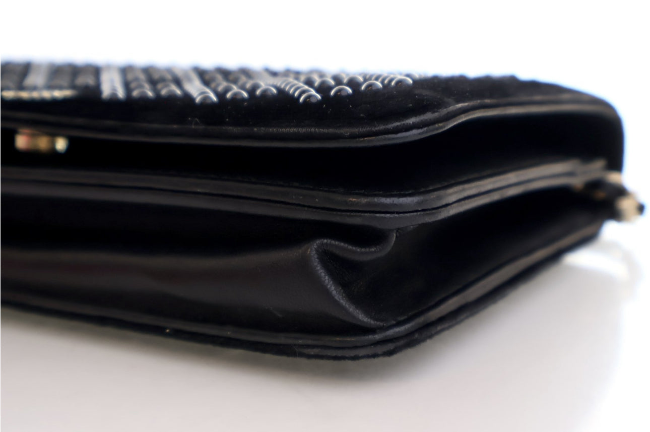 CHANEL VELVET EMBELLISHED WOC BLACK