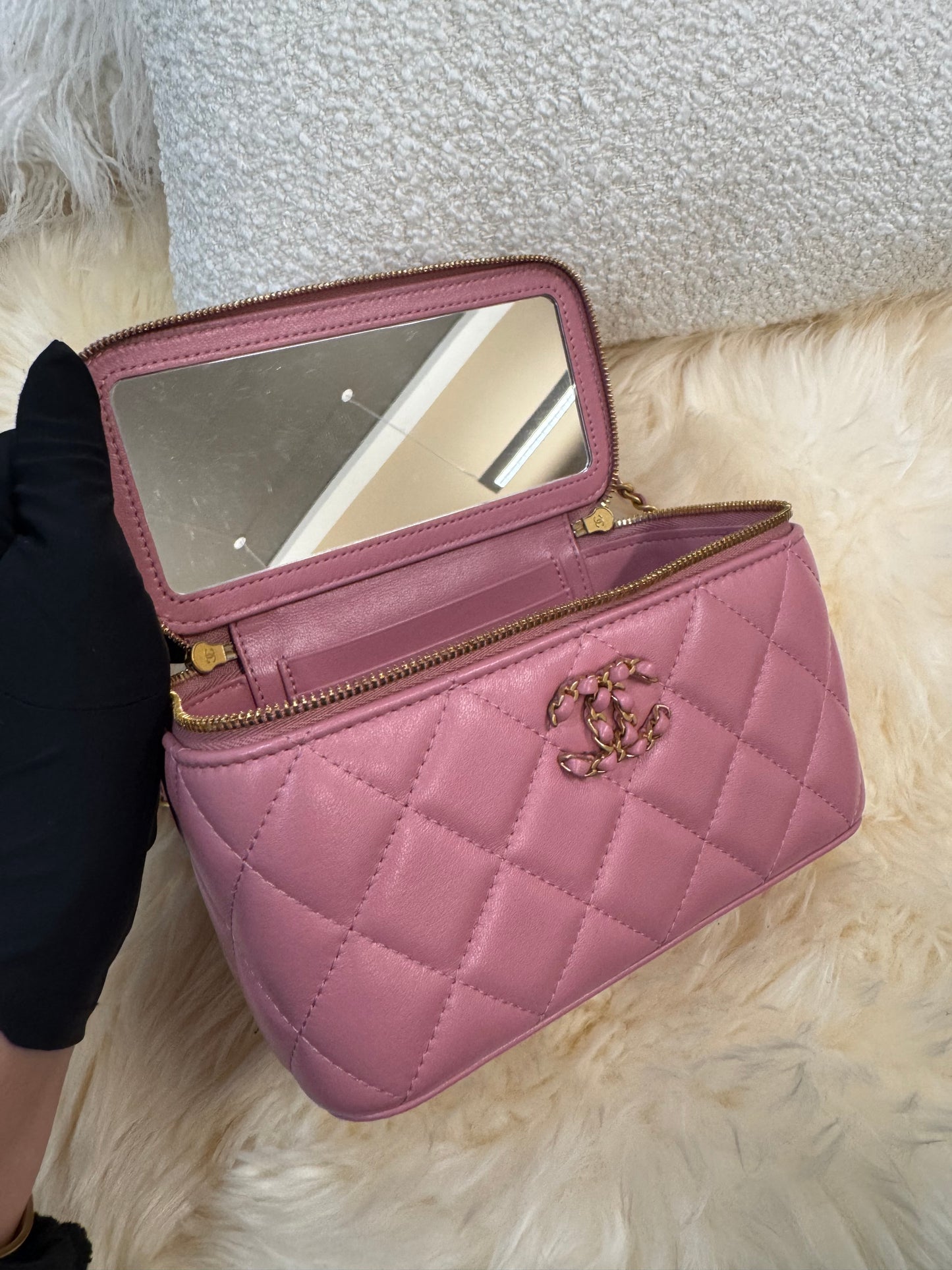 Chanel Vanity Box Pink Gold Top Handle