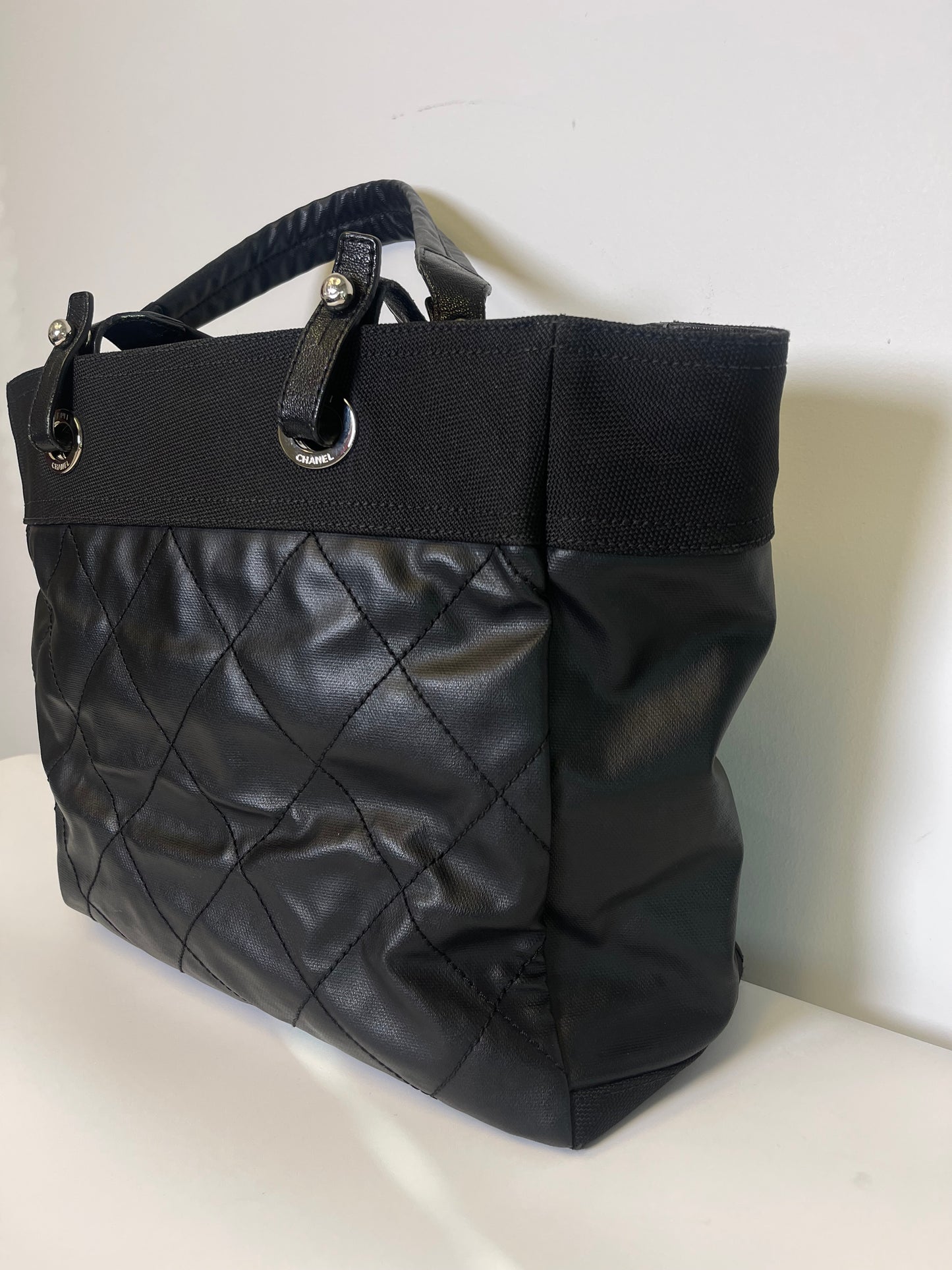 VINTAGE CHANEL COATED CANVAS TOTE