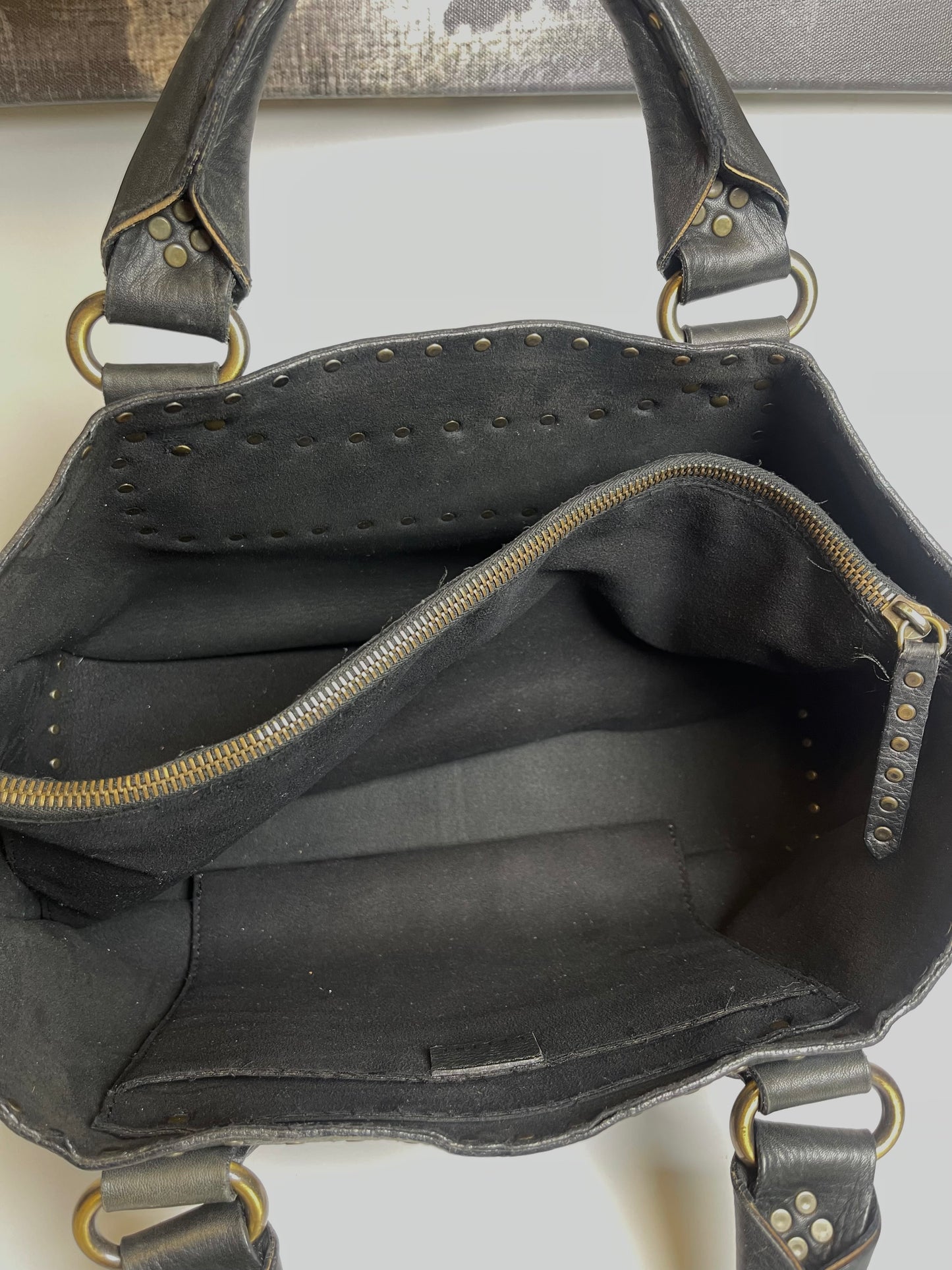 VINTAGE CELINE TOP HANDLE STUDDED BLACK