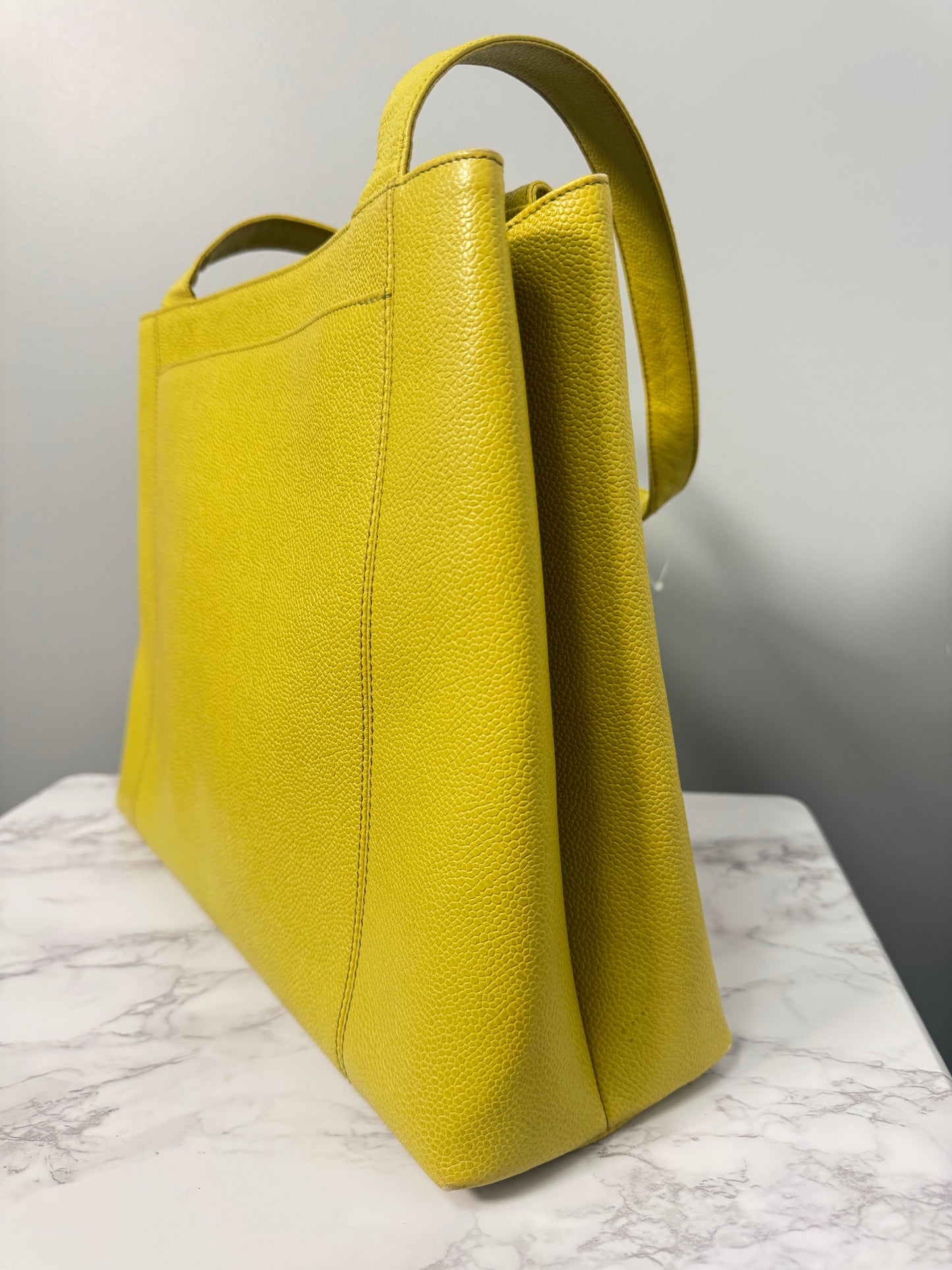 CHANEL LIME GREEN TOTE CAVIAR