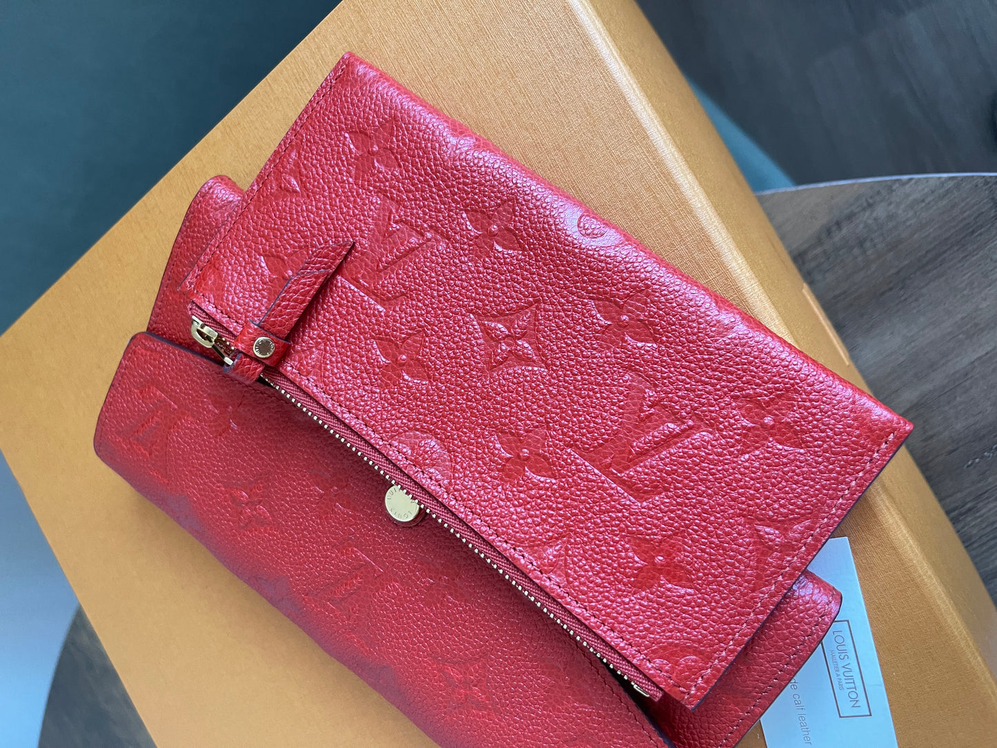 LOUIS VUITTON RED BI FOLD WALLET WITH INSERT