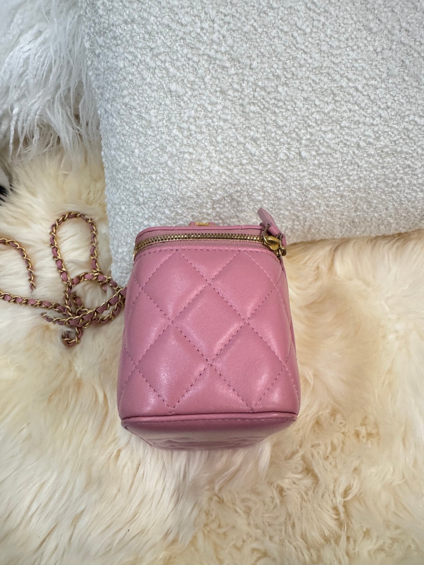 Chanel Vanity Box Pink Gold Top Handle