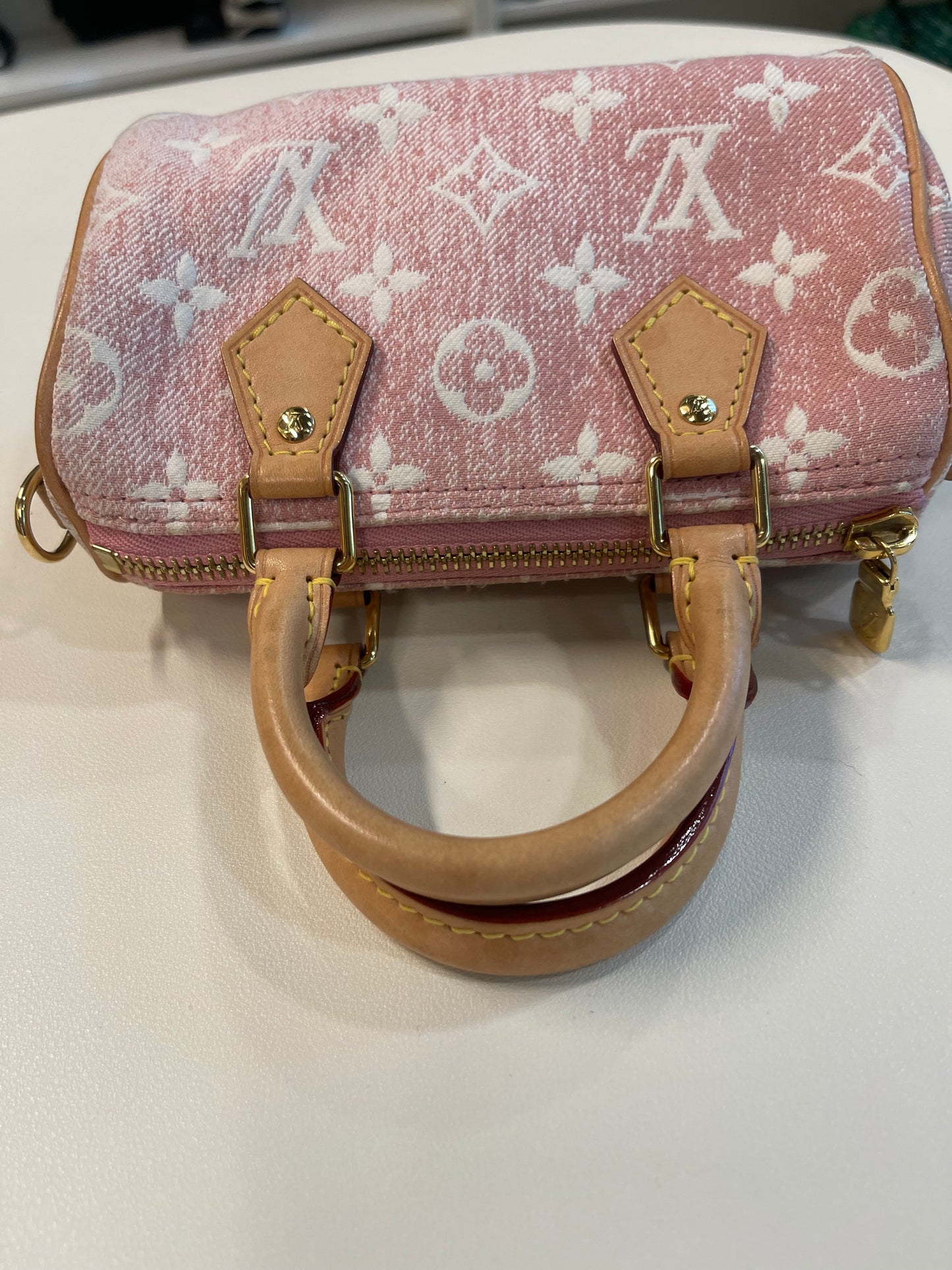 LV PINK NANO SPEEDY DENIM CROSSBODY